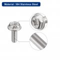 Uxcell M3x8mm Phillips Hex Head Flange Bolts 30pcs 304 Stainless Steelagon Hex Machine Screws