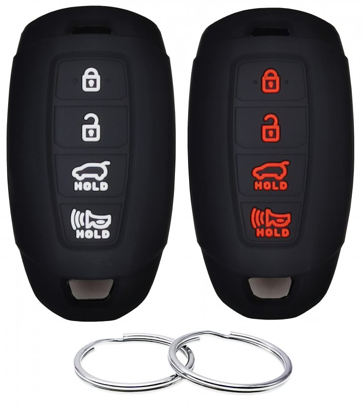 Silicone Rubber Key Fob Cover For Hyundai Accent 2018 2021 Azera 2017 Elantra Gt 2019 Veloster And N 95440g80004x 2 Pack