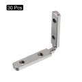 Uxcell L-shape Interior Joint Bracket 30pcs Inside Corner Connectors For 2020 Series Aluminum Extrusion Profile Slot 6mm Silver