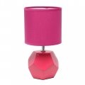 Simple Designs Lt2065-pnk Round Prism Mini Table Lamp With Matching Fabric Shade Pink 