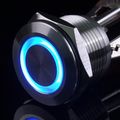 Ulincos Momentary Push Button Switch U19d1 1no Spst Silver Stainless Steel Shell With Blue Led Ring Suitable For 19mm 3 4 