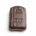 Wfmj Leather For Gmc Sierra Yukon Chevrolet Silverado Colorado Cadillac Remote Smart 4 Buttons Key Case Cover Fob Chain Brown