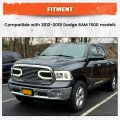 Ecotric Front Replacement Shell Grille Compatible With 2013-2018 Dodge Ram 1500 W Light Chrome Big Horn Grill