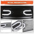 Ecotric Front Replacement Shell Grille Compatible With 2013-2018 Dodge Ram 1500 W Light Chrome Big Horn Grill
