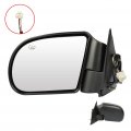Ocpty Black Left Side Mirror Fit For 1998-2004 Chevy S10 Textured Glass Heated Manual Folding