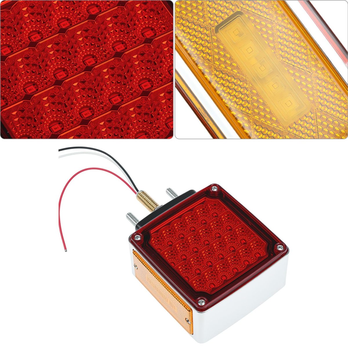 Semi Truck Lights 2 Pack Led Turn Signal Trailer Fender Enhanced 60leds Double Face Amber Red Square Pedestal Side Marker