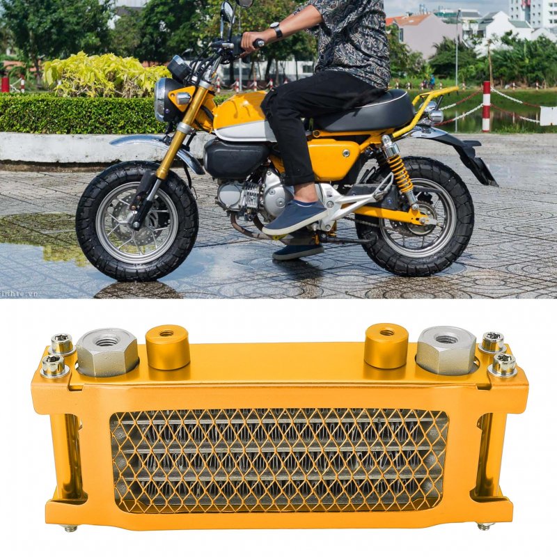 Engine Radiator Kit Motorcycle Oil Cooler Aluminum 4 Rows Replacement For Monkey 125 50cc To 150cc Dirt Pit Bike Gold