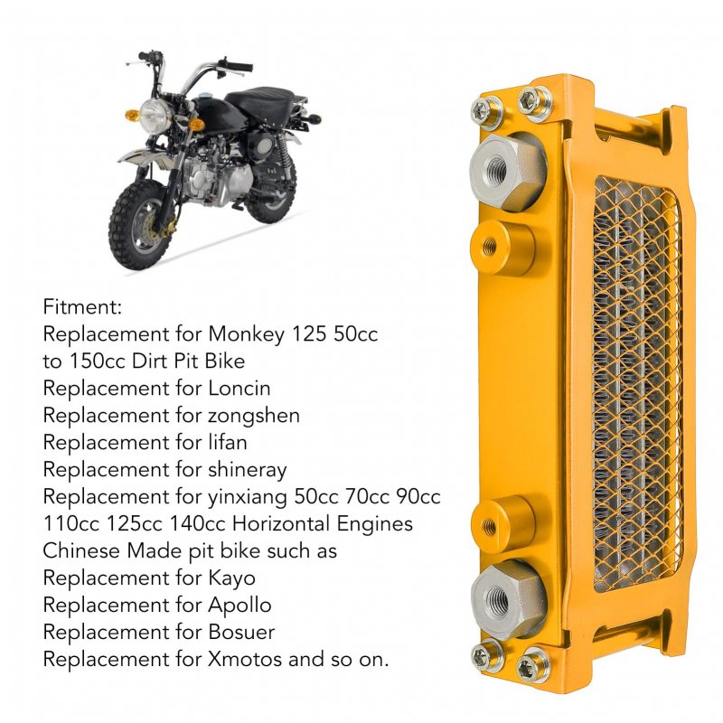 Engine Radiator Kit Motorcycle Oil Cooler Aluminum 4 Rows Replacement For Monkey 125 50cc To 150cc Dirt Pit Bike Gold