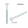 Uxcell M6x80mm Furniture Screw Hex Socket Cap Machine Screws Zinc Plated Fasteners Bolts Half Thread Carbon Steel 10pcs