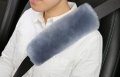 Dotesy Auto Seat Belt Cover Shoulder Pad Soft Genuine Sheepskin Fur Pure Wool Car Safety Seatbelt Pads Strap Neck Cushion Blue