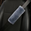 Dotesy Auto Seat Belt Cover Shoulder Pad Soft Genuine Sheepskin Fur Pure Wool Car Safety Seatbelt Pads Strap Neck Cushion Blue