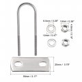 Uxcell Round U-bolt 1 26 32mm Inner Width 120mm Length Steel M6 With Nuts Plate Washers 4 Set
