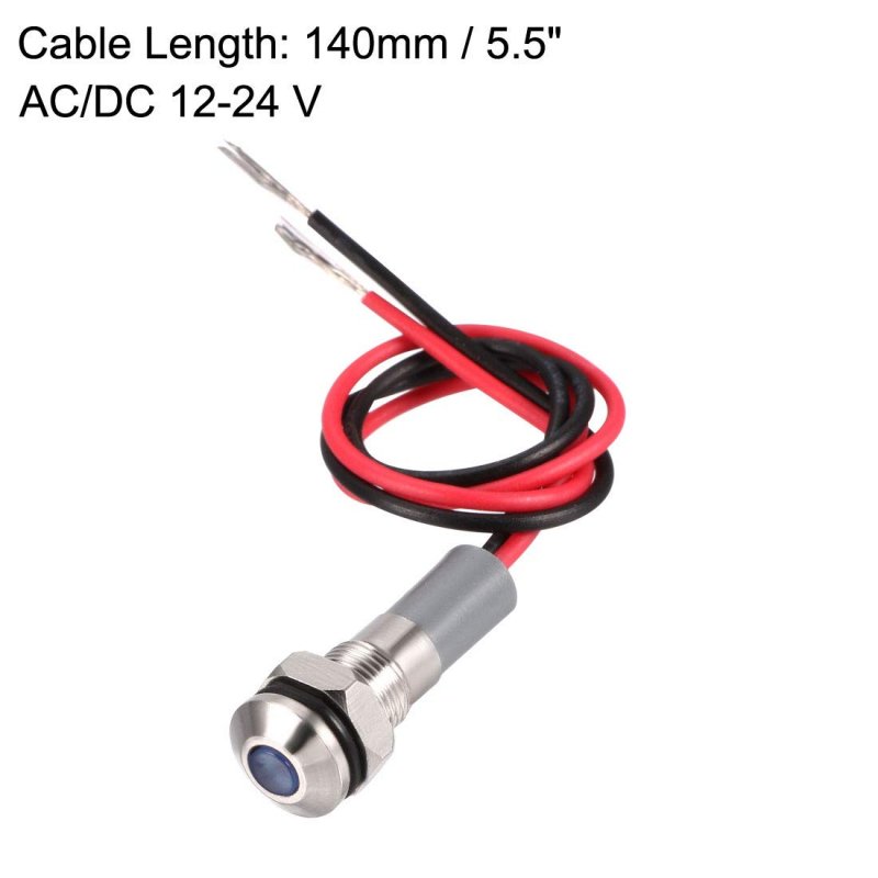 Signal Indicator Lights Ac Dc 12v-24v 6mm Panel Mount Blue Led Waterproof Metal Shell Lamp For Industrial Electrical Car