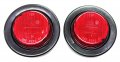 Set Of 2 Red Round Led Trailer Side Clearance Light W Grommet Plugs -24001 