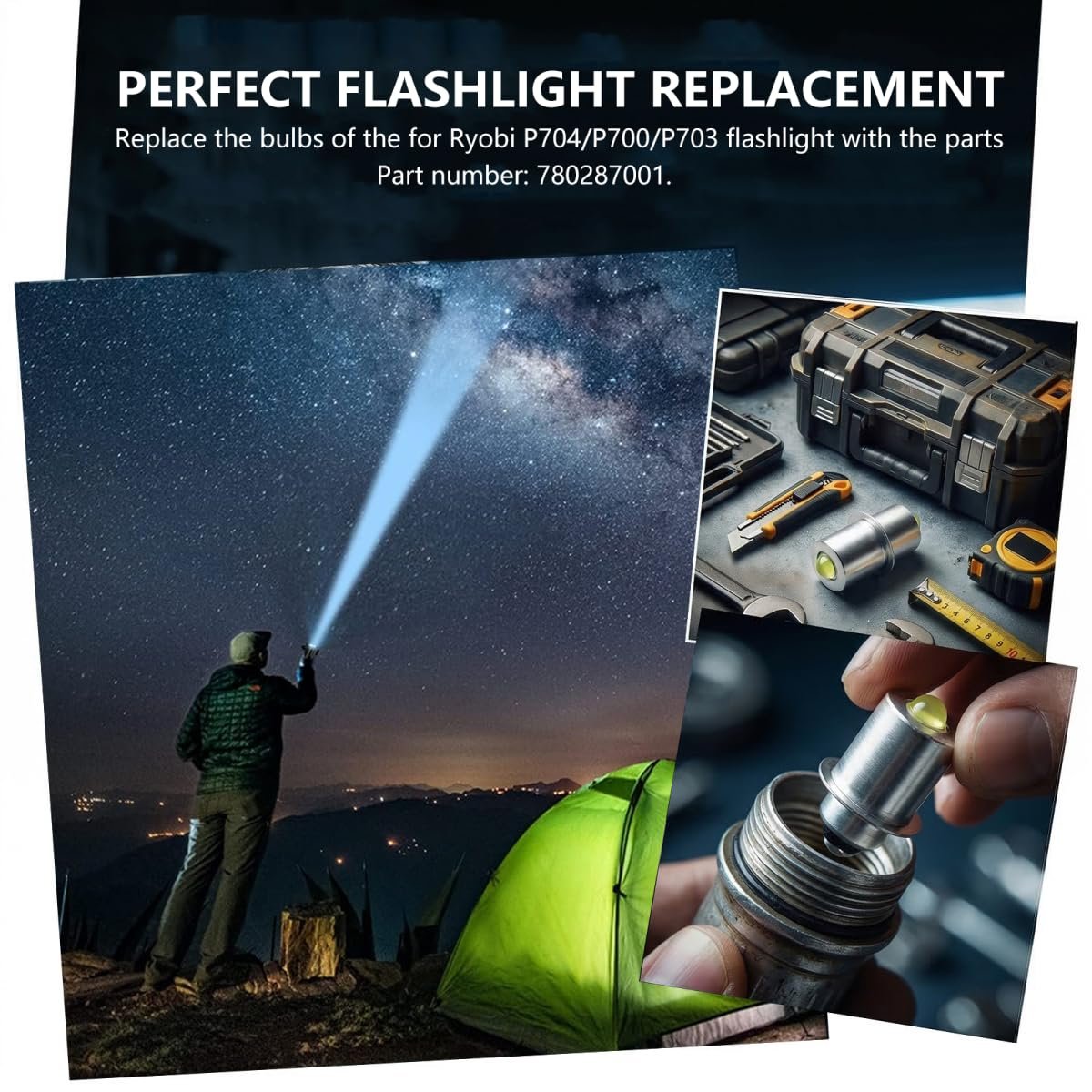 Gxcdizx 2pack 780287001 Flashlight Bulbs For Ryobi Ridgid 18v 3w P704 P703 P700