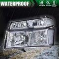 G-plus Headlights Assembly Compatible With 2004-2012 Chevy Colorado Gmc Canyon Bumper Headlamp Smoky Lens Chrome Housing Clear