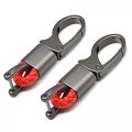 Eyanbis Car Key Fobchains Leather Holder Key Chain Sturdy Metal With D-ring For Men And Women 2 Pack Red 360 Degree Rotatable 