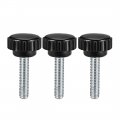 M6 X 30mm Metric Male Thread Knurled Clamping Knobs Grip Thumb Screw On Type Hand Handle Bolt With Plastic Black 3 Pcs 