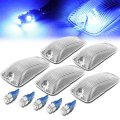 Auto Dynasty Compatible With Gmc C K Series 1500-3500 5 X Led Cab Roof Top Light Lens Bulbs Chrome Housing Blue 