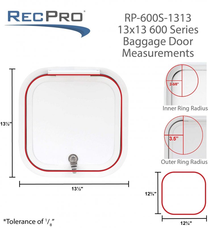 Recpro Rv Baggage Door 13 Wide X High With Rounded Corners For Rvs Compartment Storages Top Hinge Campers Trailer Door Made In