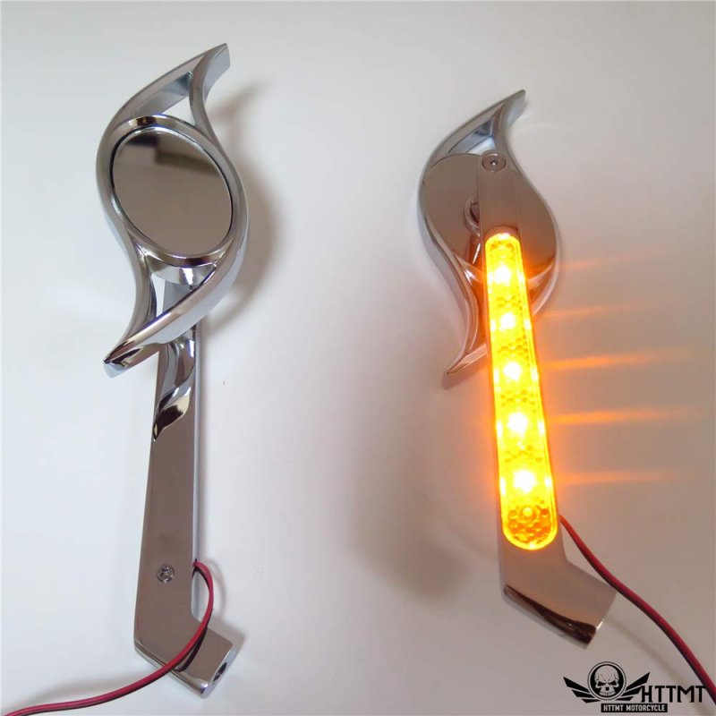 Chrome Wisdom Eye Set Side Mirrors Led Turn Signal For Cbr 600 1000rr 954rr