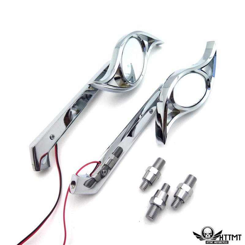 Chrome Wisdom Eye Set Side Mirrors Led Turn Signal For Cbr 600 1000rr 954rr