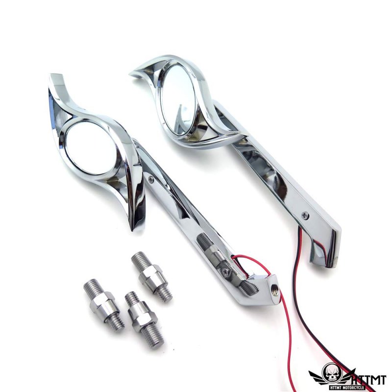 Chrome Wisdom Eye Set Side Mirrors Led Turn Signal For Cbr 600 1000rr 954rr