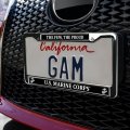 U S Marine Corps Usmc White Logo On Black Officially Licensed Full Size Standard License Plate Metal Frame