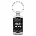 Ipick Image For Cadillac Xt4 Logo Real Black Carbon Fiber Chrome Metal Case Key Chain Keychain Exclusive Official Licensed