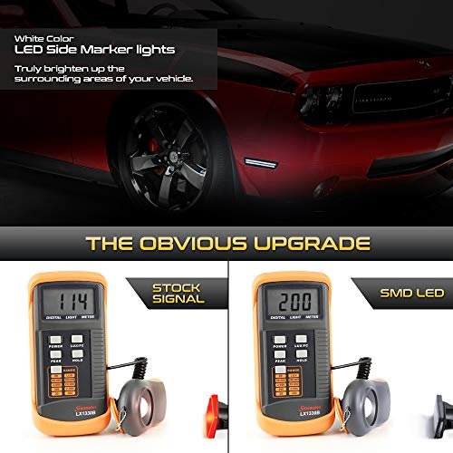 White Led Smoke Lens Front Side Marker Light Parking Lamp For 2010 To 2015 Chevy Camaro Driver And Passenger Pair