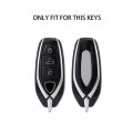 Jannechou Alcantara Handmade Leather Smart Car Key Fob Case Cover Shell Fit For Lamborghini Urus 2021-2022 Black With Red