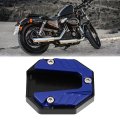 Universal Motorcycle Kickstand Pad Cnc Side Stand Foot Extension Support Plate Blue