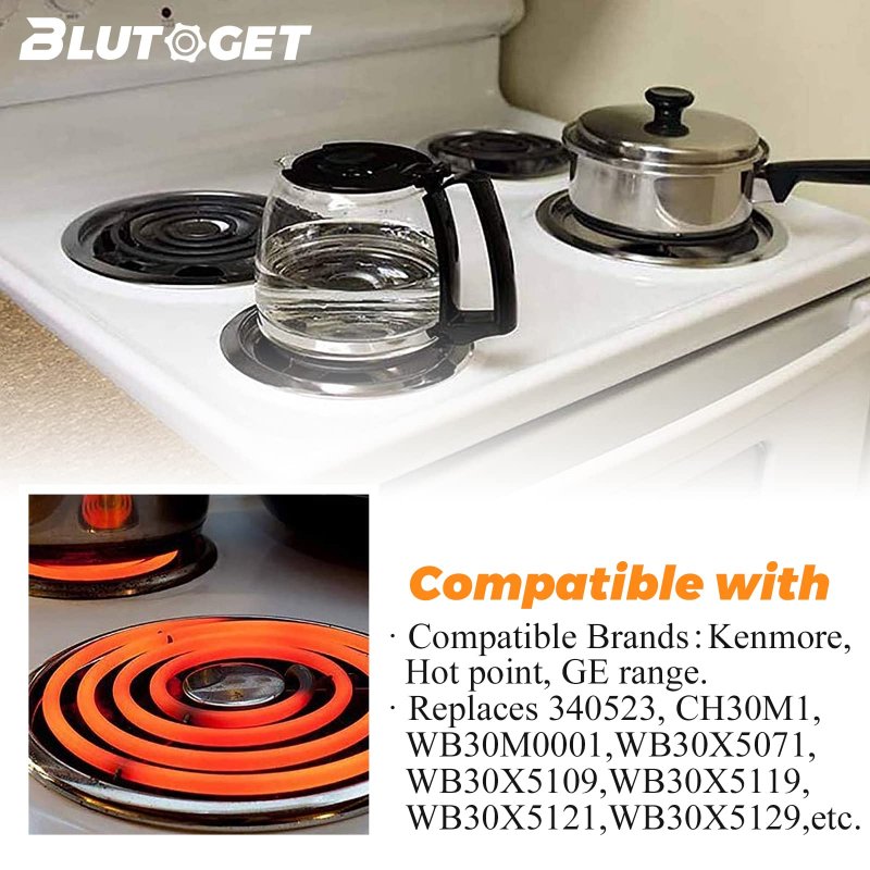 Wb30m1 Wb30m2 Electric Stove Burner Replacement By Blutoget Ge Range Element Fit For Hotpoint Ken-more Includes 6-inch Ers30m1