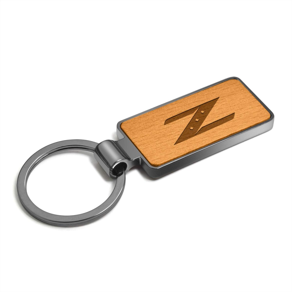 Nissan 350z Z Logo Keychain Laser Engraved Maple Wood With Gunmetal Frame Case 2 125 In X 0 875