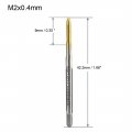 Uxcell Metric Machine Tap M2 X 0 4mm H2 Titanium Coated Ti-coated High Speed Steel 3 Straight Flutes Screw Thread Tapping