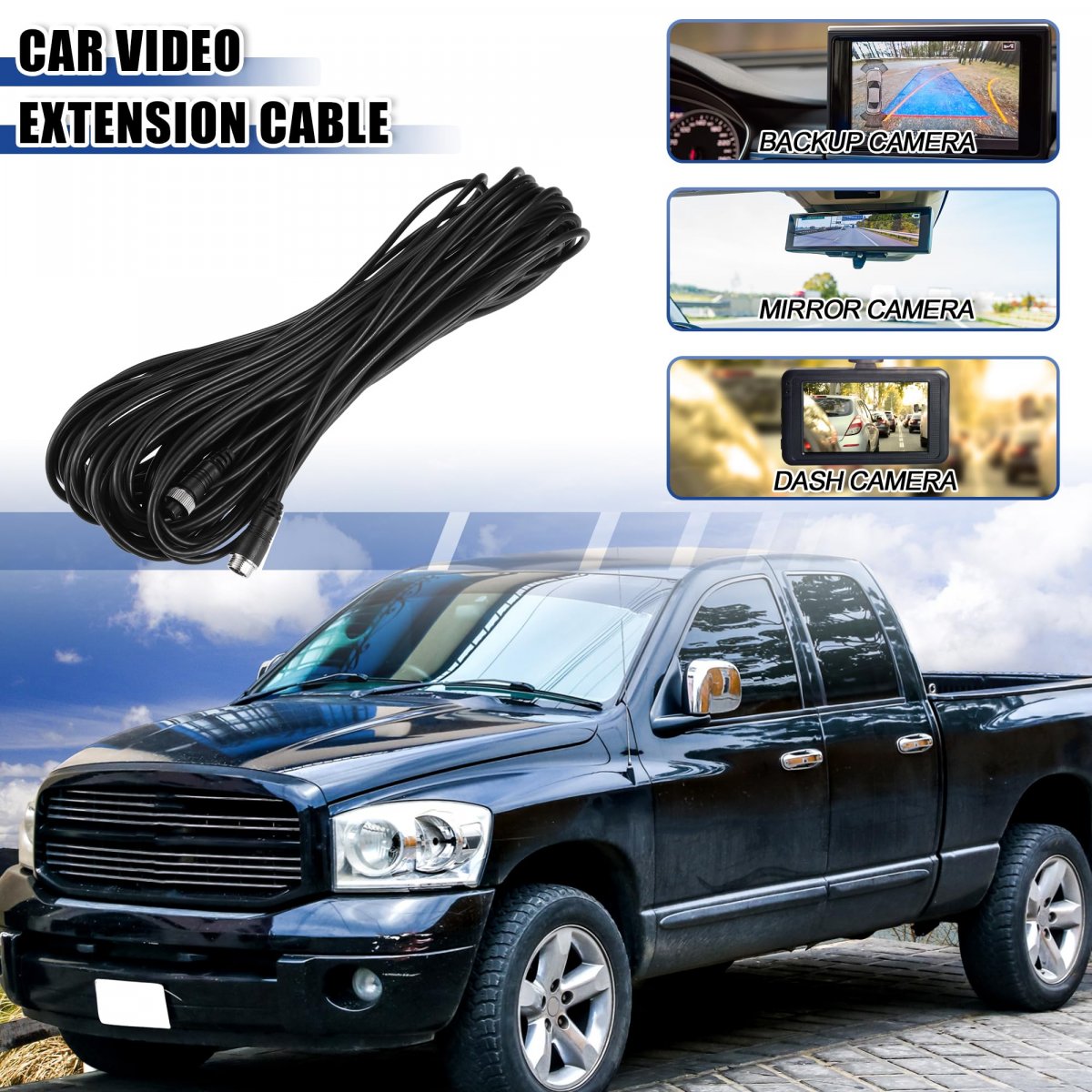 4 Pin 65 62ft Backup Camera Cable Aviation Extension Car Video Universal For Dash Cam Rear View Truck Trailer