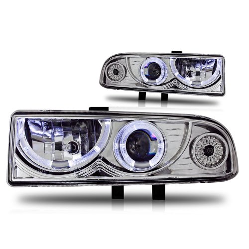 Winjet Wj10-0218-01 Chrome Housing Clear Lens Projector Headlight with Led Halo Chevy