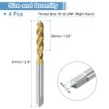4pcs Spiral Flute Thread Taps 10-32 Unf H2 Screw Threading Tap Titanium Coated 6542 High Speed Steel Machine Tapping Tools For
