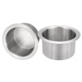 2 Pcs01 Stainless Steel Drop-in Cup 17 X 4 2 Drink Can Holder Poker Table Insert For Sofa Boat Car Marine Silver 