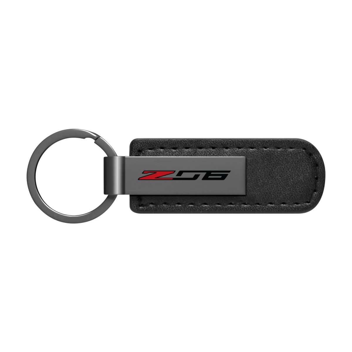 Chevrolet Corvette C7 Z06 Black Chrome Metal Plate Pu Leather Key Chain Keychain Official Licensed