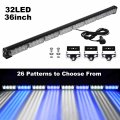 36 In 32led Traffic Advisor Light Bar Blue White Emergency Strobe Warning With Directional Flashing And 16 Ft Cord For 12 To 24