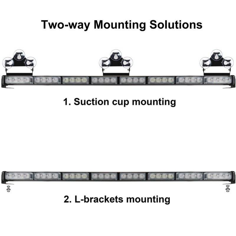 36 In 32led Traffic Advisor Light Bar Blue White Emergency Strobe Warning With Directional Flashing And 16 Ft Cord For 12 To 24