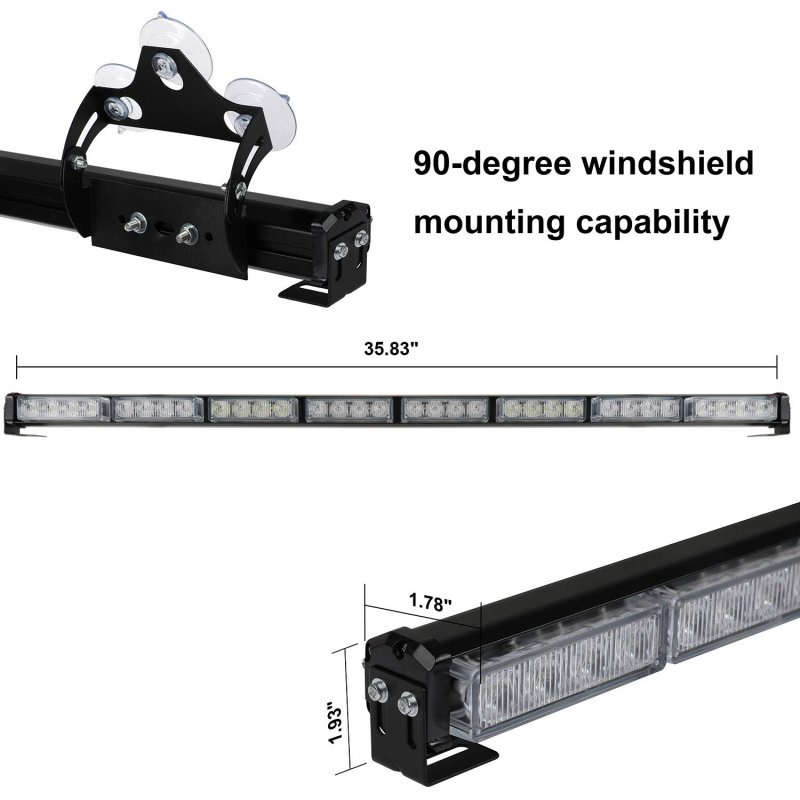 36 In 32led Traffic Advisor Light Bar Blue White Emergency Strobe Warning With Directional Flashing And 16 Ft Cord For 12 To 24