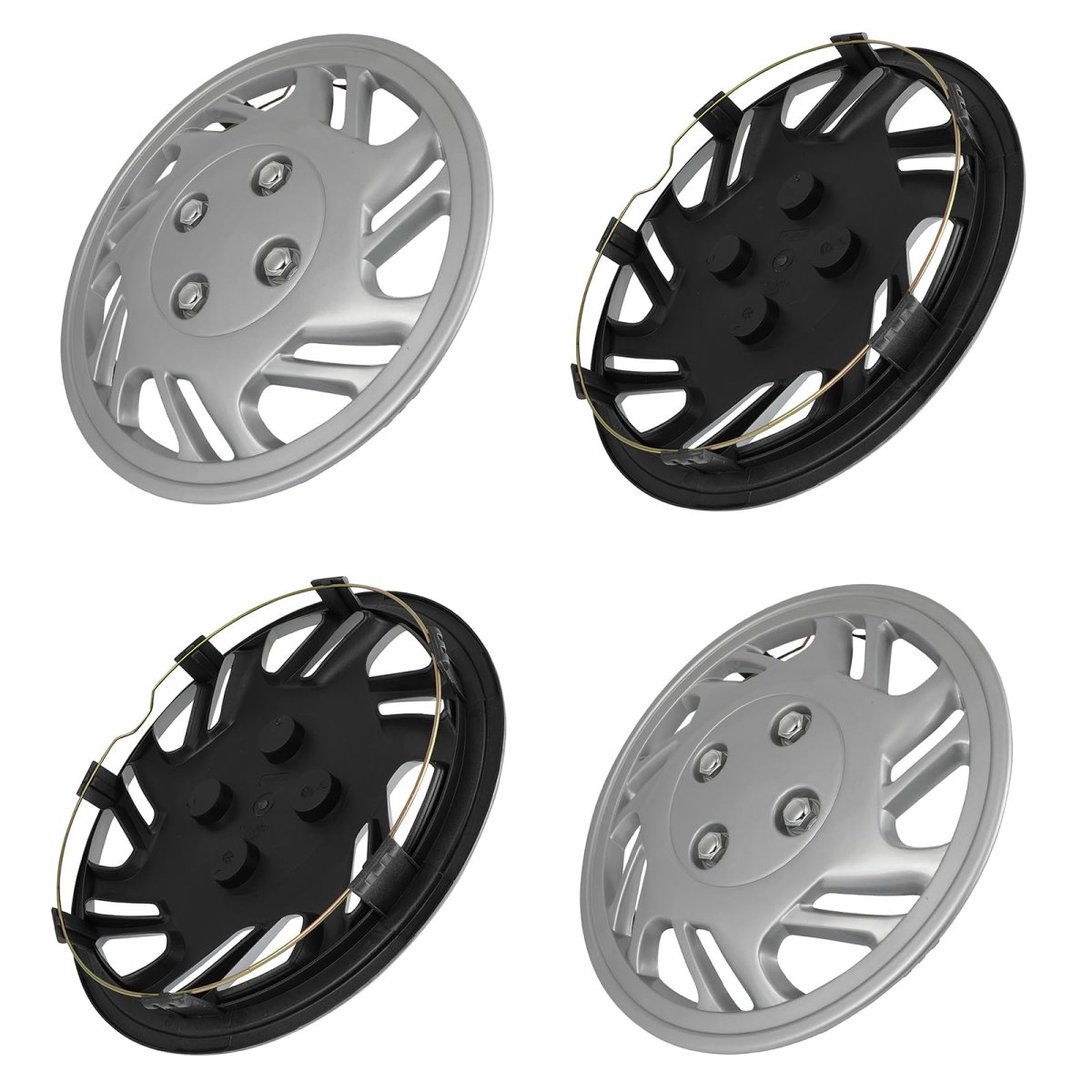 Silver Universal Hubcaps 14 In Wheel Covers Corrosion Free Sturdy Abs Full Lug Skin For Acura Chevrolet Dodge Ford Honda