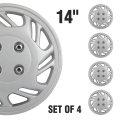 Silver Universal Hubcaps 14 In Wheel Covers Corrosion Free Sturdy Abs Full Lug Skin For Acura Chevrolet Dodge Ford Honda