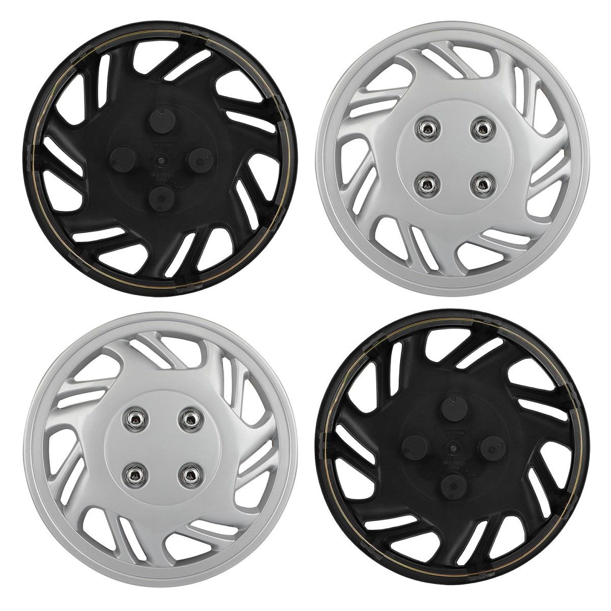 Silver Universal Hubcaps 14 In Wheel Covers Corrosion Free Sturdy Abs Full Lug Skin For Acura Chevrolet Dodge Ford Honda