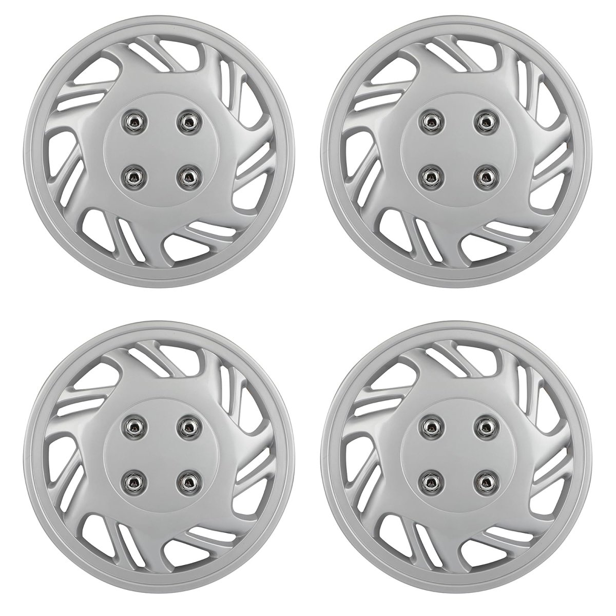 Silver Universal Hubcaps 14 In Wheel Covers Corrosion Free Sturdy Abs Full Lug Skin For Acura Chevrolet Dodge Ford Honda