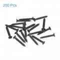 Uxcell M3 X 20mm Wood Screws Phillips Flat Head Carbon Steel Self Tapping Black 200pcs
