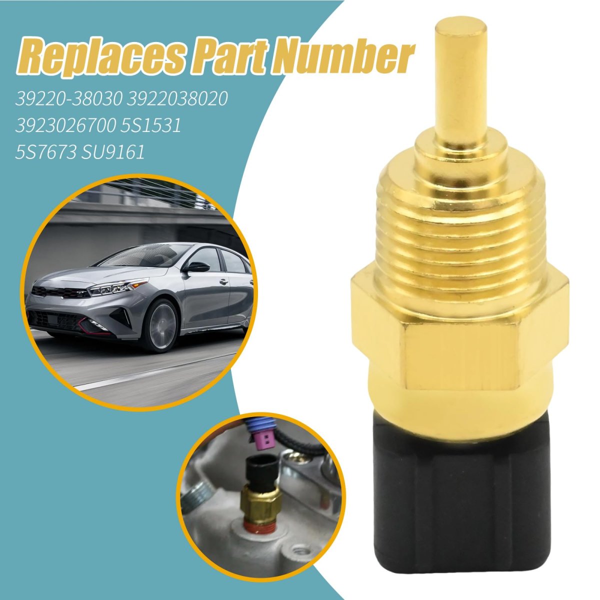 Hoypeyfiy 39220-38030 Water Temperature Sensor Assembly Replacement For Kiate Rio Rondo For Hyundai Accent Elantra Genesis