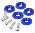 Universal 5 Piece M6 Engine Bay Jdm Billet Aluminum Dress Up Fender Washer Blue 